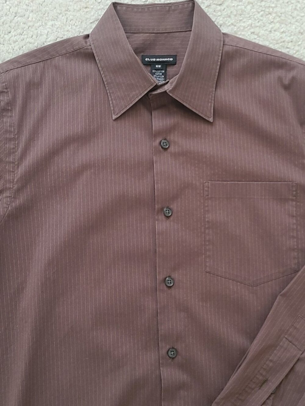 Club Monaco Men's Brown Stretch Cotton-Blend Long-Sleeve Button Up Shirt - Sz M - Picture 6 of 9